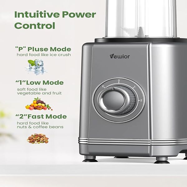 1200W Blender for Shakes and Smoothies, VEWIOR Personal Blender with 6 Blades, 22 oz * 2 B PA-F ree To-go Cups, 3 Mode Controls for Kitchen (Banned by A mazon)
