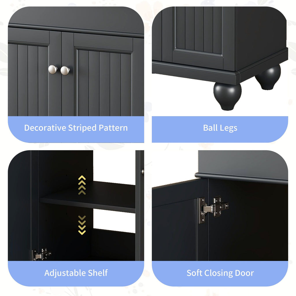 24" Modern Sleek Bathroom Vanity Elegant Ceramic Sink with Solid Wood Frame, Adjustable Shelf