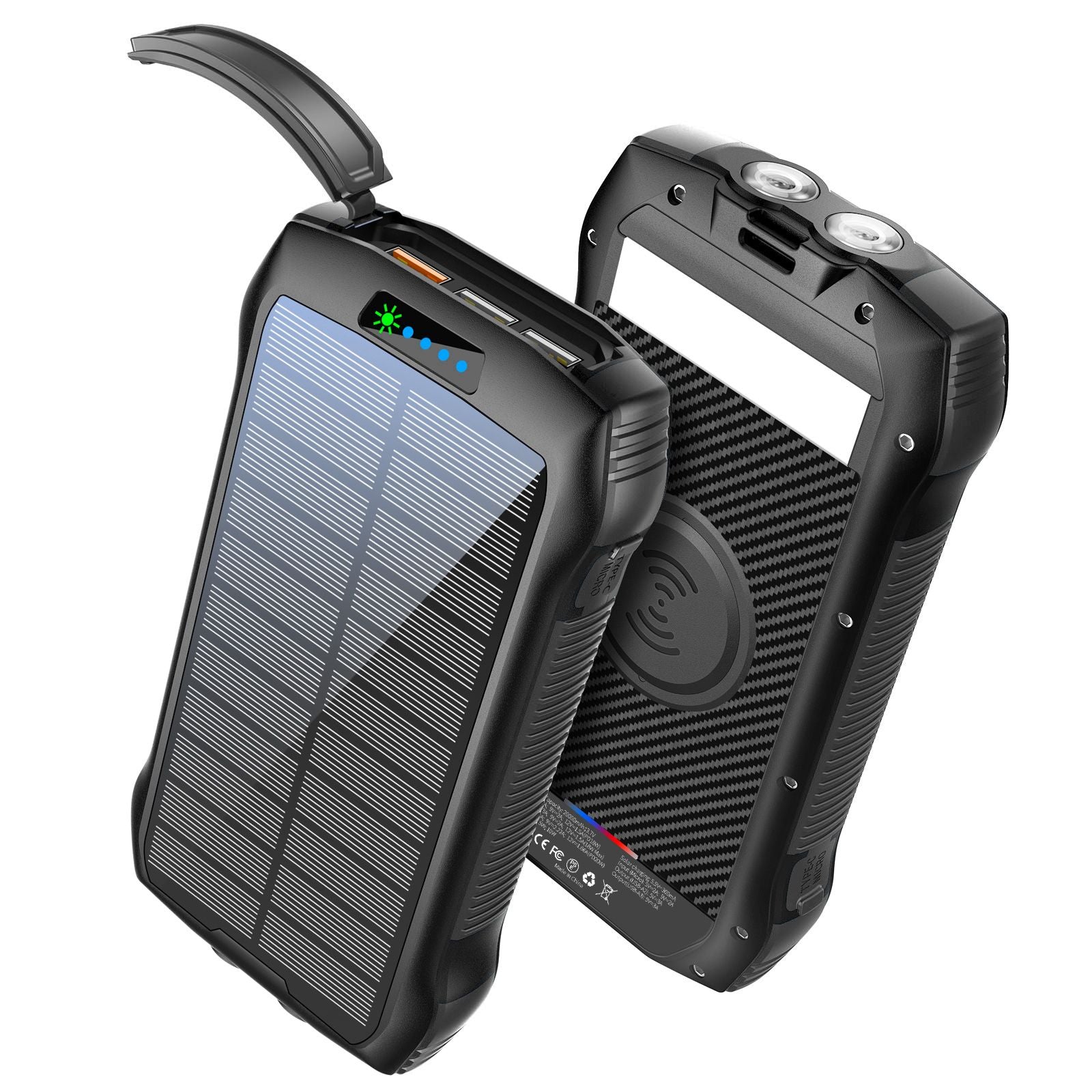 Portable Charger, Solar Power Bank 33500mAh Fast Charging, Solar Battery Pack with Waterproof 6W Bright Flashlight for iPhone S amsung Tablet EasyOptionXY LLC