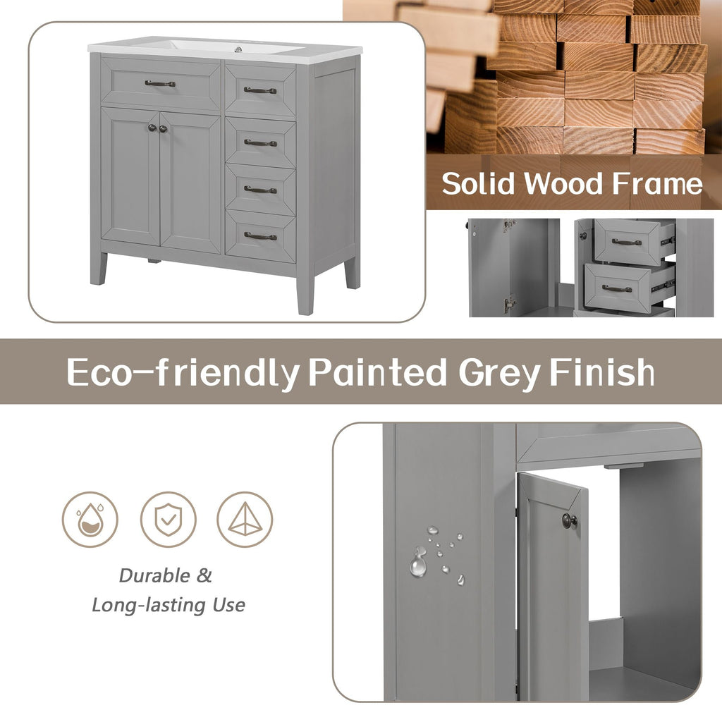 36\" Bathroom Vanity with Sink Combo, Black Bathroom Cabinet with Drawers, Solid Frame and MDF Board EasyOptionXY LLC