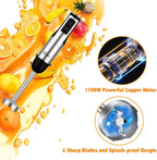 Immersion Blender Handheld, 1100W 5-in-1 Multi-Purpose Hand Blender, 12-Speed Stick Blender, 600ml Beaker, 500ml Chopper, Egg Whisk, Milk Frother, Black