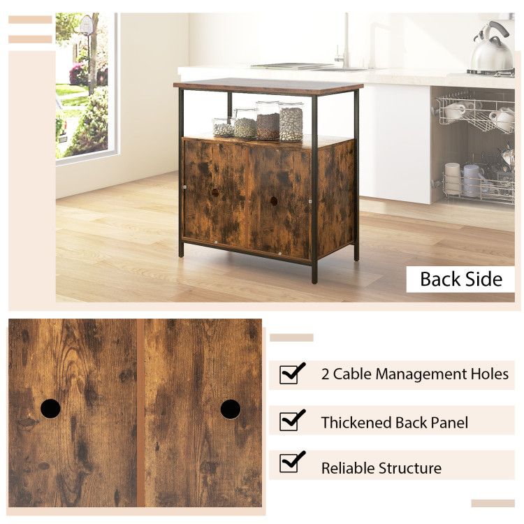 2-Door Buffet Cabinet with Shelves and Cable Management Holes