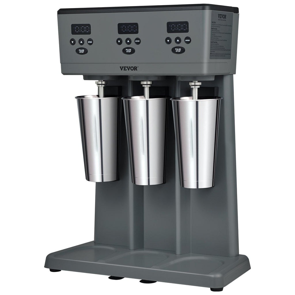 VEVOR Milkshake Maker, 375W x 3 Electric Milkshake Machine, Commercial Triple Heads Drink Mixer Blender, LED Intelligent Microswitch, 3-Speed Milkshake Mixer with 3 x 820 ml Stainless Steel Cups EasyOptionXY LLC