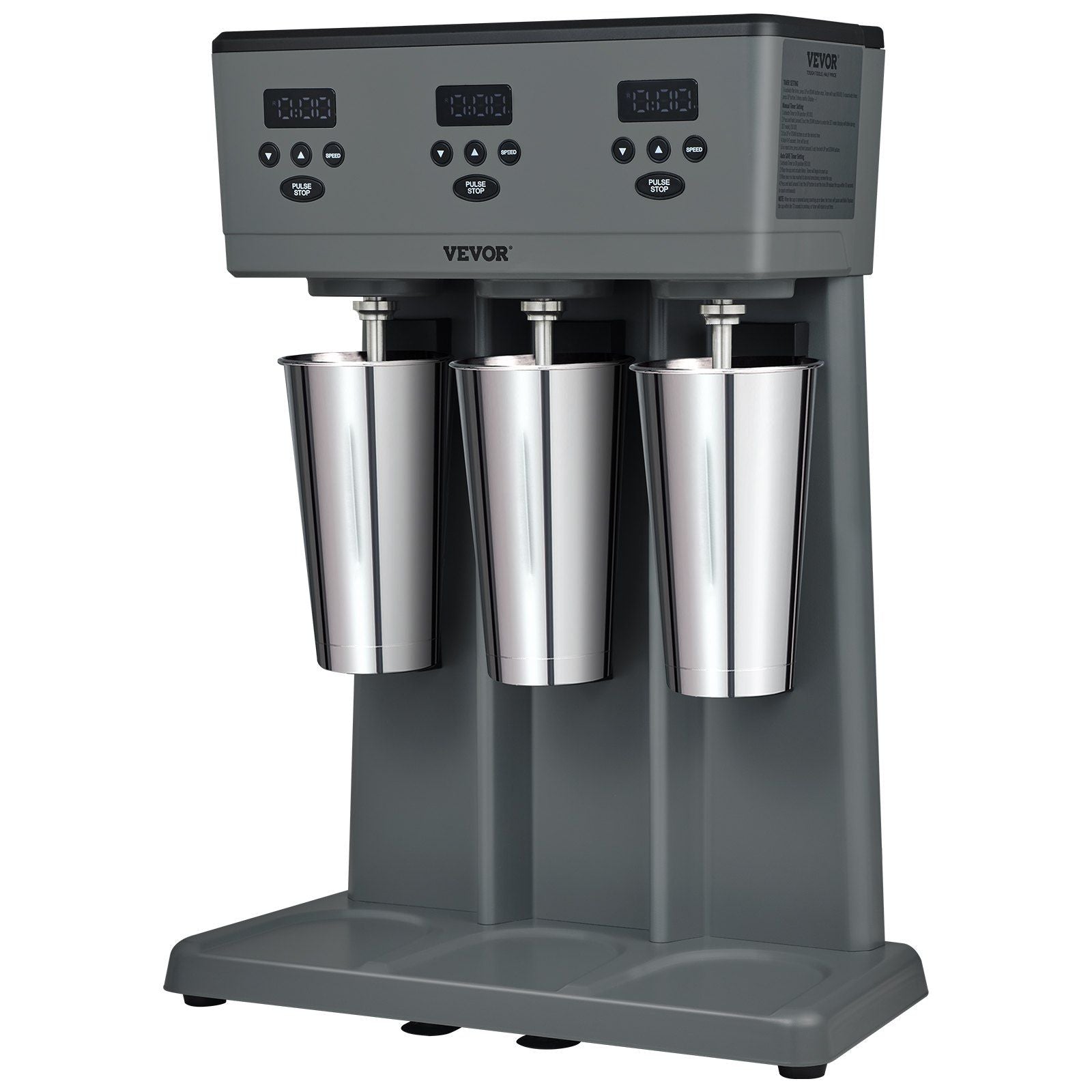 VEVOR Milkshake Maker, 375W x 3 Electric Milkshake Machine, Commercial Triple Heads Drink Mixer Blender, LED Intelligent Microswitch, 3-Speed Milkshake Mixer with 3 x 820 ml Stainless Steel Cups EasyOptionXY LLC