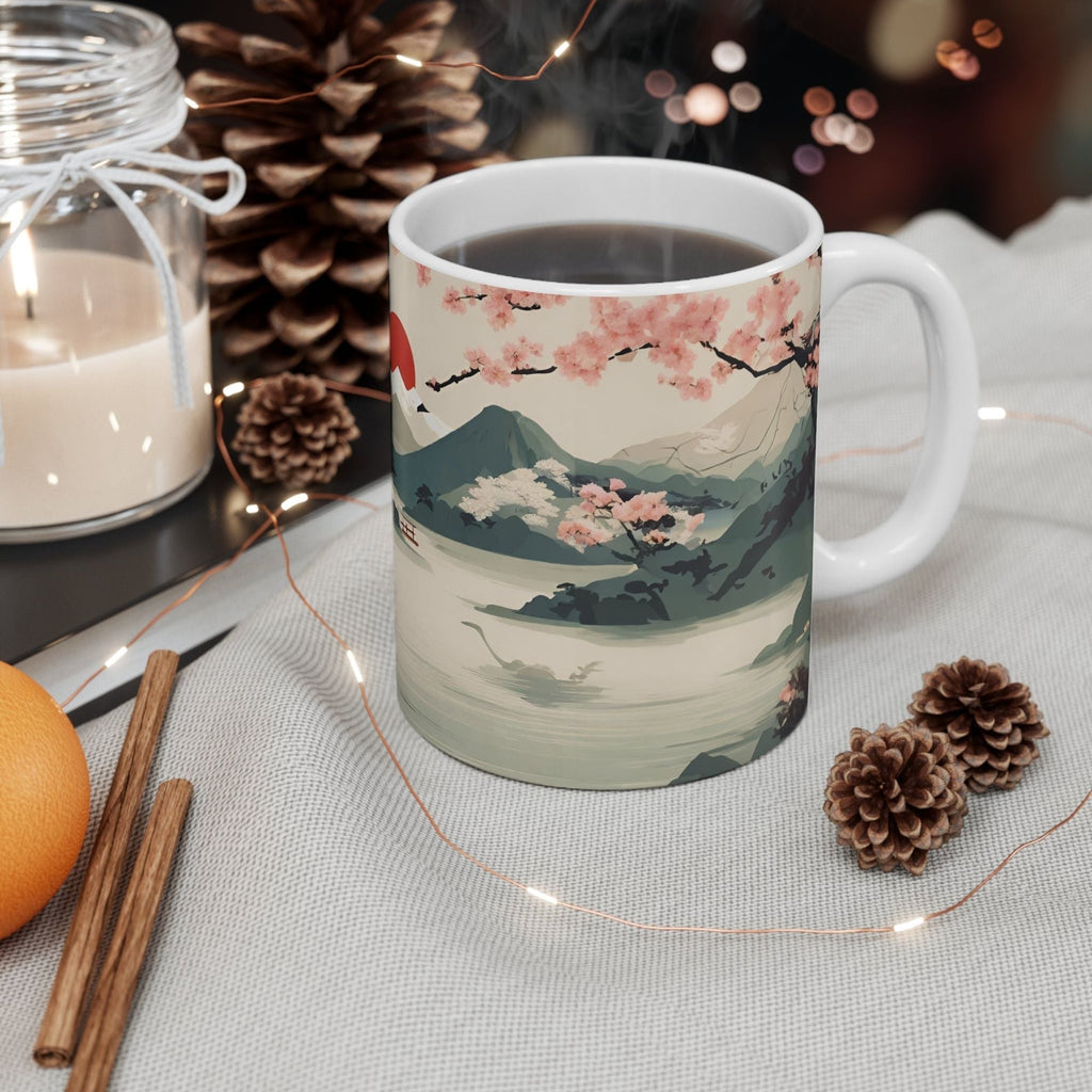 Vintage Japanese Cherry Blossom Art Mug EasyOptionXY LLC