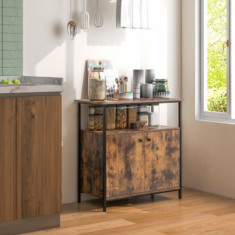 2-Door Buffet Cabinet with Shelves and Cable Management Holes