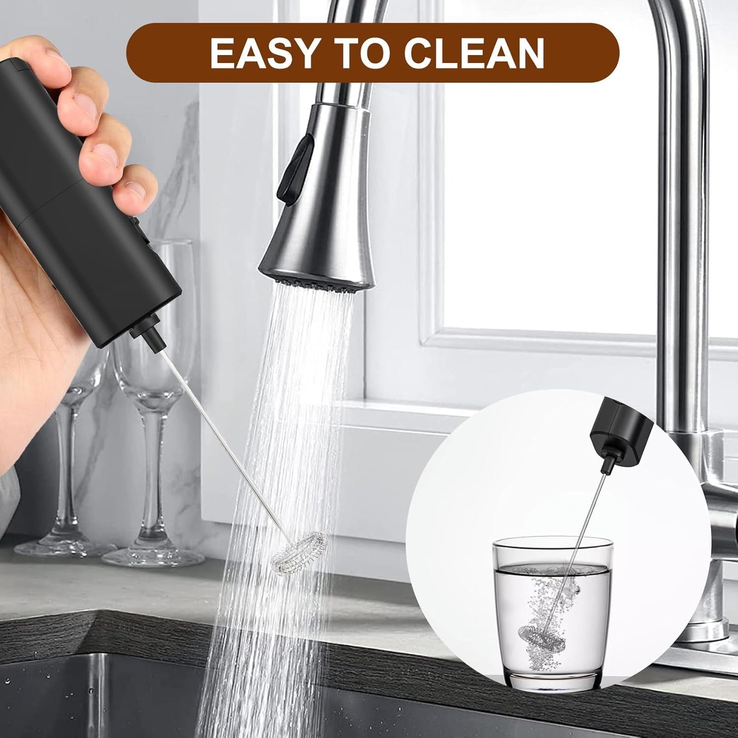 Electric Milk Frother Home Kitchen, Appliances, Handheld Egg Beater Household Supplies, Summer Cordless Coffee Bean Blender for Smoothies, Latte, Matcha, Eggs & More, Kitchen Accessories EasyOptionXY LLC