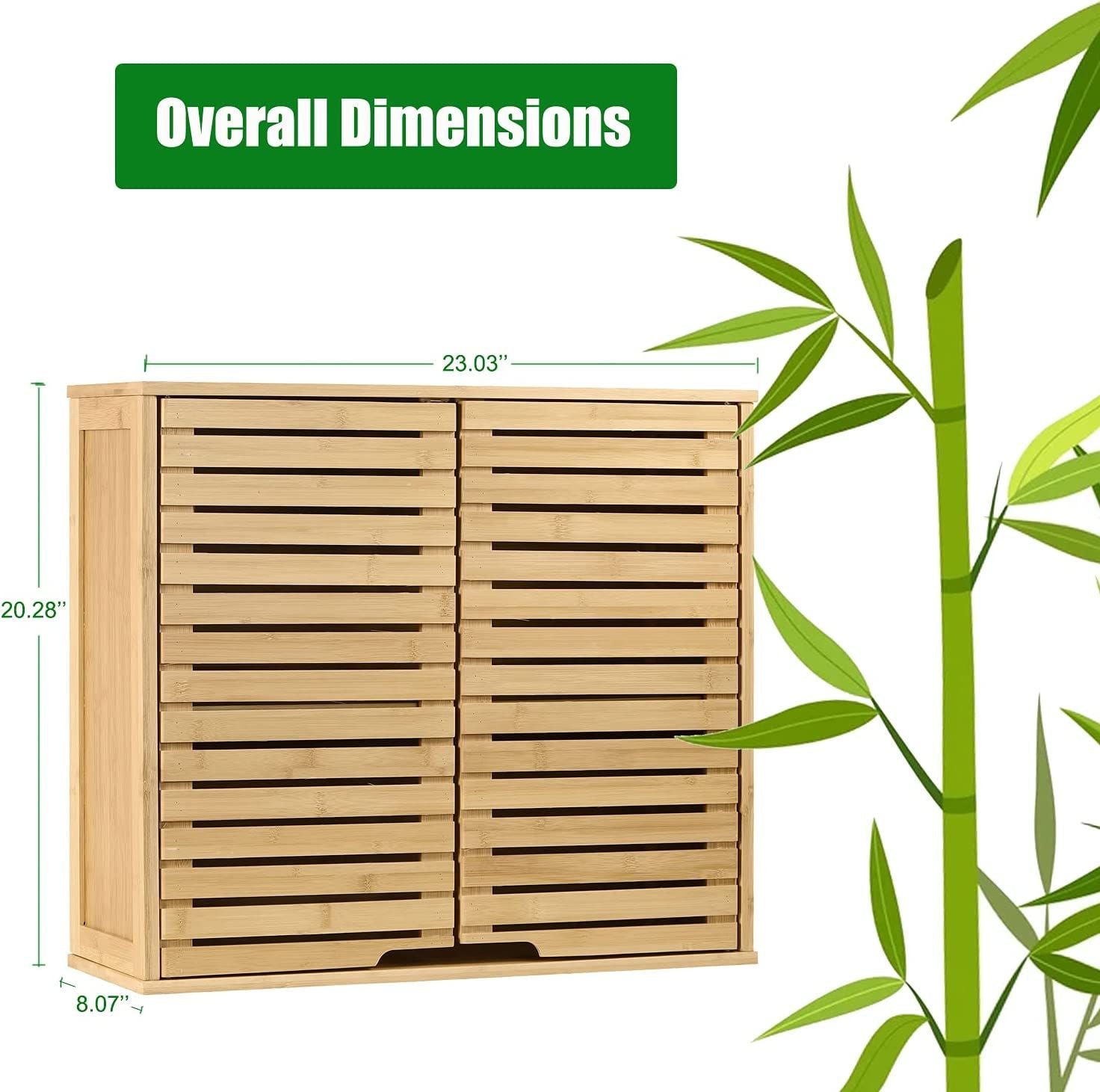 2 Tier Bathroom Wall Cabinet with Adjustable Shelf;  Double Door Cabinet for Bathroom