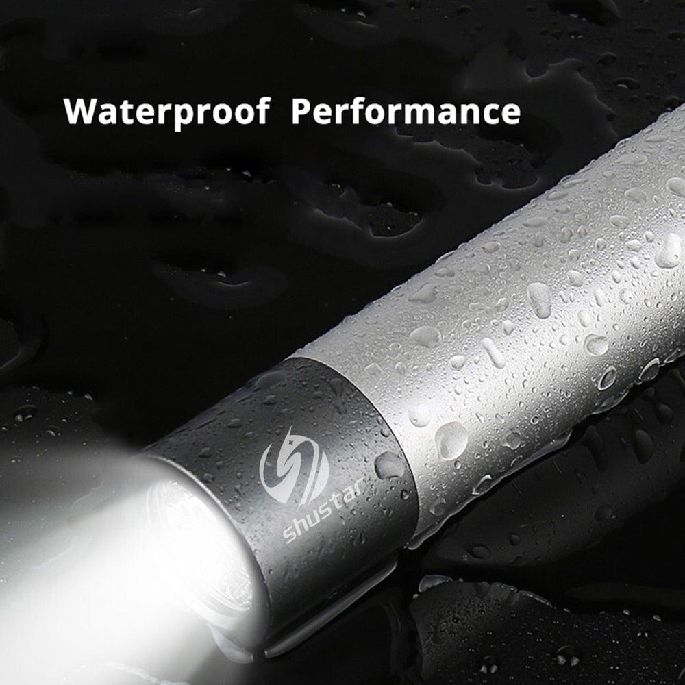 Dual Power LED Flashlight With Pure Beam Slide Focus Waterproof Rechargeable LED USB Telescopic Zoom Portable Flashlight For Night Lighting Night Riding Camping High-Powered Flash Lights Stevvex