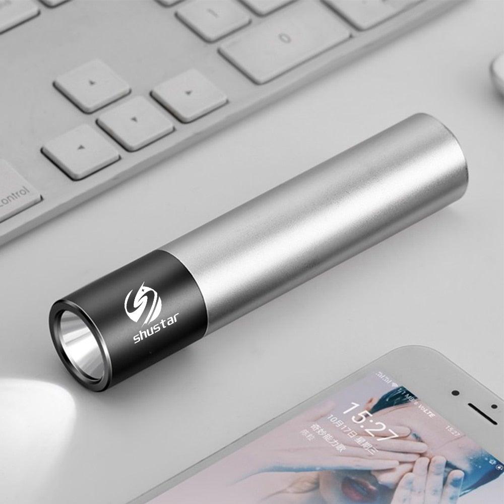 Dual Power LED Flashlight With Pure Beam Slide Focus Waterproof Rechargeable LED USB Telescopic Zoom Portable Flashlight For Night Lighting Night Riding Camping High-Powered Flash Lights Stevvex
