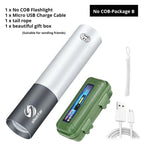 Dual Power LED Flashlight With Pure Beam Slide Focus Waterproof Rechargeable LED USB Telescopic Zoom Portable Flashlight For Night Lighting Night Riding Camping High-Powered Flash Lights Stevvex