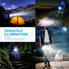 Dual Power LED Flashlight With Pure Beam Slide Focus Waterproof Rechargeable LED USB Telescopic Zoom Portable Flashlight For Night Lighting Night Riding Camping High-Powered Flash Lights Stevvex