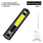 Dual Power LED Flashlight With Pure Beam Slide Focus Waterproof Rechargeable LED USB Telescopic Zoom Portable Flashlight For Night Lighting Night Riding Camping High-Powered Flash Lights Stevvex