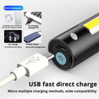 Dual Power LED Flashlight With Pure Beam Slide Focus Waterproof Rechargeable LED USB Telescopic Zoom Portable Flashlight For Night Lighting Night Riding Camping High-Powered Flash Lights Stevvex