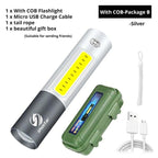 Dual Power LED Flashlight With Pure Beam Slide Focus Waterproof Rechargeable LED USB Telescopic Zoom Portable Flashlight For Night Lighting Night Riding Camping High-Powered Flash Lights Stevvex