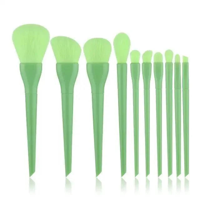 Durable 10pcs Natural Hair Colorful Makeup Brushes Professional Foundation Powder Blush Eyeshadow Eyebrow Blending Brush Set Stevvex