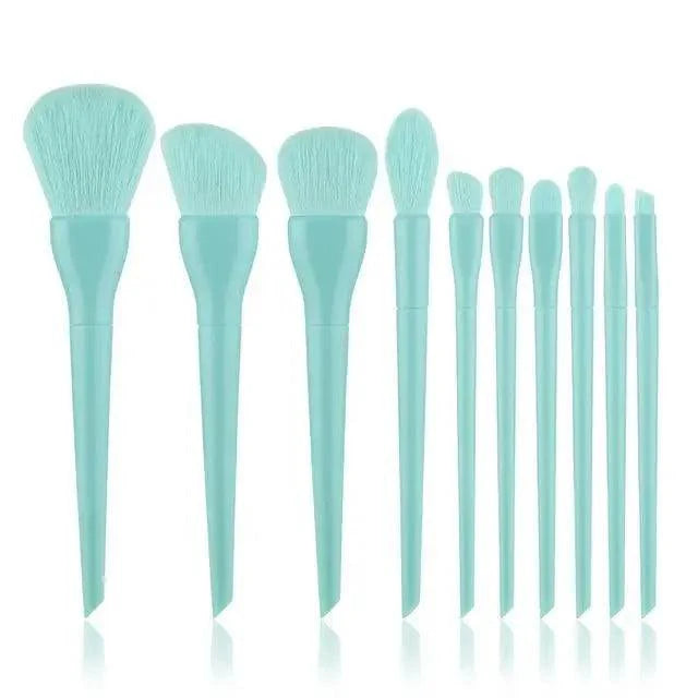 Durable 10pcs Natural Hair Colorful Makeup Brushes Professional Foundation Powder Blush Eyeshadow Eyebrow Blending Brush Set Stevvex