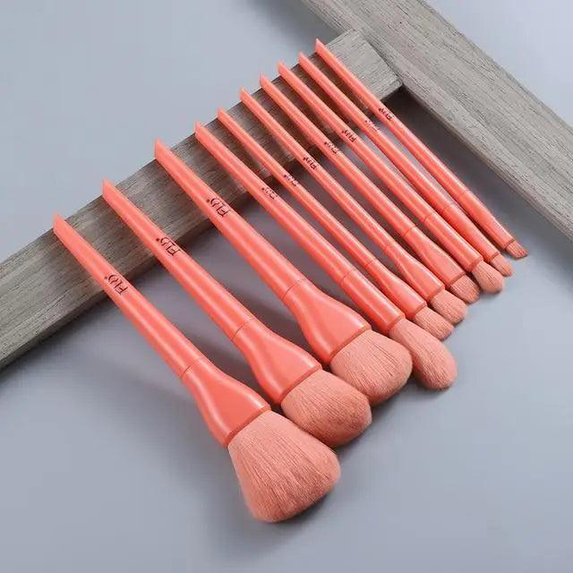 Durable 10pcs Natural Hair Colorful Makeup Brushes Professional Foundation Powder Blush Eyeshadow Eyebrow Blending Brush Set Stevvex