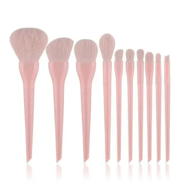 Durable 10pcs Natural Hair Colorful Makeup Brushes Professional Foundation Powder Blush Eyeshadow Eyebrow Blending Brush Set Stevvex