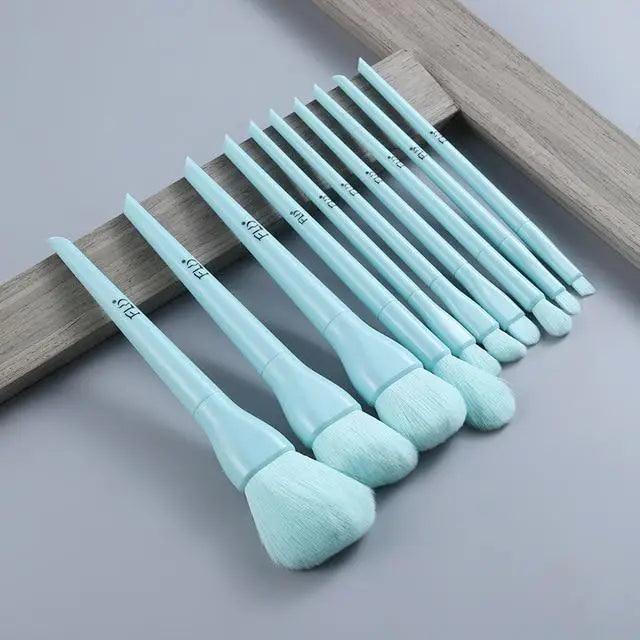 Durable 10pcs Natural Hair Colorful Makeup Brushes Professional Foundation Powder Blush Eyeshadow Eyebrow Blending Brush Set Stevvex