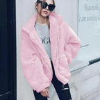 Durable Autumn Winter Faux Fur Coat For Women Casual Warm Soft Zipper Fur Jacket Plush Overcoat Pocket Plus Size Teddy Coat For Female Stevvex
