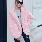 Durable Autumn Winter Faux Fur Coat For Women Casual Warm Soft Zipper Fur Jacket Plush Overcoat Pocket Plus Size Teddy Coat For Female Stevvex