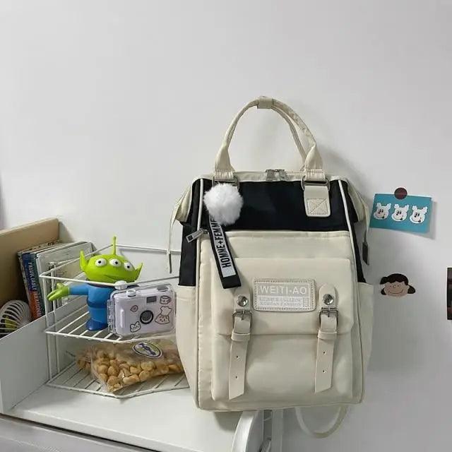 Durable Backpacks for School Teenagers Girls Designer Patchwork Bagpack With Cute Ring Bag For Travel, Laptop, Backpack Women Notebook Stevvex