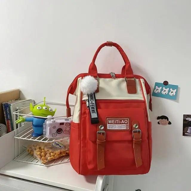 Durable Backpacks for School Teenagers Girls Designer Patchwork Bagpack With Cute Ring Bag For Travel, Laptop, Backpack Women Notebook Stevvex