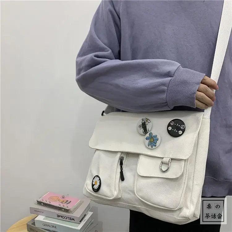 Durable Canvas Diagonal Cross Bag Youth Fashion And Casual Version Ladies Large Capacity Shoulder Bag For Women And Girls Stevvex