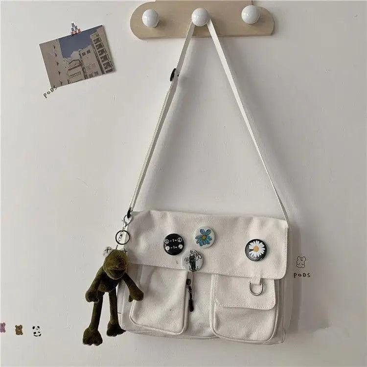 Durable Canvas Diagonal Cross Bag Youth Fashion And Casual Version Ladies Large Capacity Shoulder Bag For Women And Girls Stevvex
