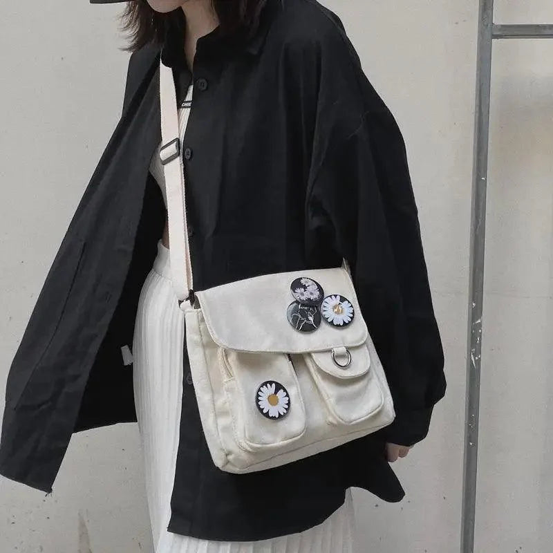 Durable Canvas Diagonal Cross Bag Youth Fashion And Casual Version Ladies Large Capacity Shoulder Bag For Women And Girls Stevvex
