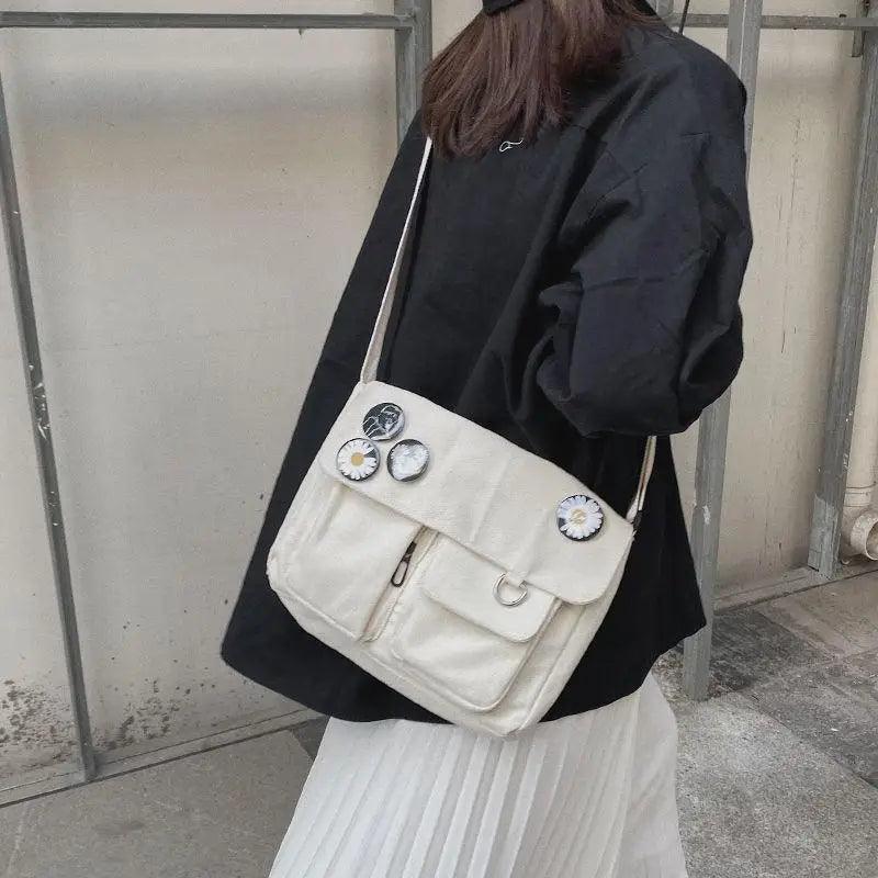 Durable Canvas Diagonal Cross Bag Youth Fashion And Casual Version Ladies Large Capacity Shoulder Bag For Women And Girls Stevvex