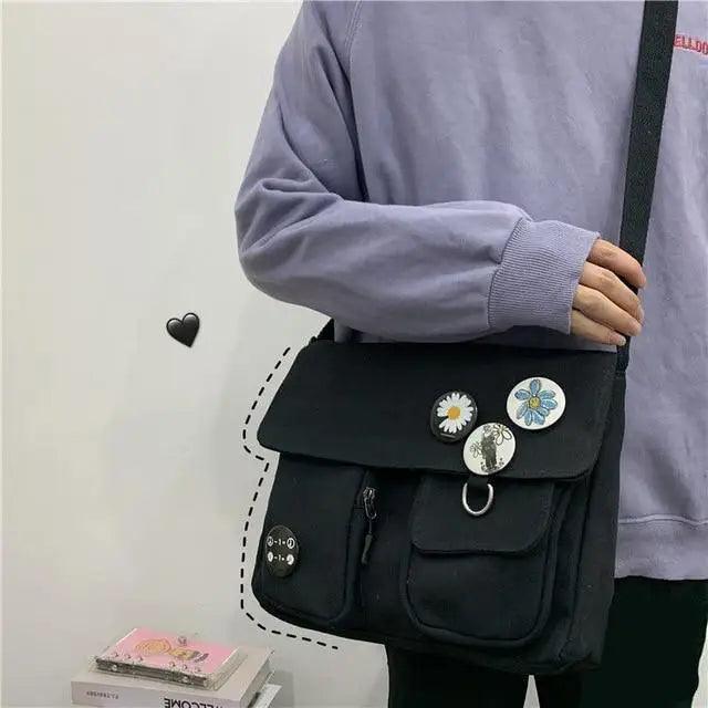 Durable Canvas Diagonal Cross Bag Youth Fashion And Casual Version Ladies Large Capacity Shoulder Bag For Women And Girls Stevvex