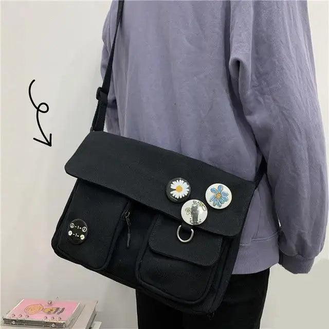Durable Canvas Diagonal Cross Bag Youth Fashion And Casual Version Ladies Large Capacity Shoulder Bag For Women And Girls Stevvex