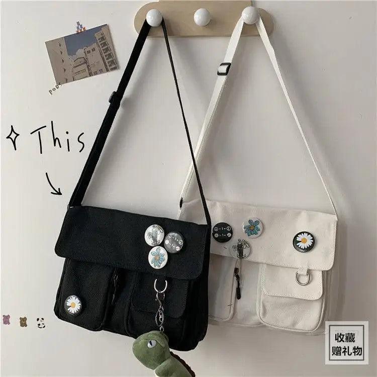Durable Canvas Diagonal Cross Bag Youth Fashion And Casual Version Ladies Large Capacity Shoulder Bag For Women And Girls Stevvex