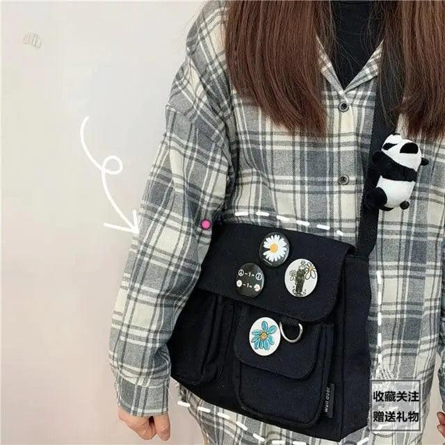 Durable Canvas Diagonal Cross Bag Youth Fashion And Casual Version Ladies Large Capacity Shoulder Bag For Women And Girls Stevvex