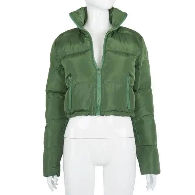 Durable Faux PU Leather Bubble Puffer Winter Warm Jacket Women Coats Long Sleeve Outerwear Zipper Casual Slim jacket Stevvex