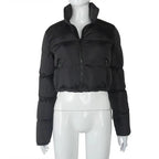 Durable Faux PU Leather Bubble Puffer Winter Warm Jacket Women Coats Long Sleeve Outerwear Zipper Casual Slim jacket Stevvex