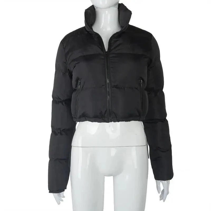 Durable Faux PU Leather Bubble Puffer Winter Warm Jacket Women Coats Long Sleeve Outerwear Zipper Casual Slim jacket Stevvex