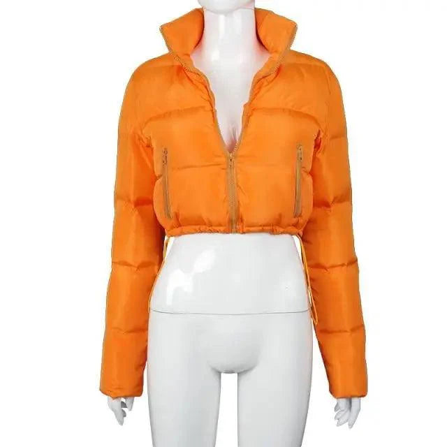 Durable Faux PU Leather Bubble Puffer Winter Warm Jacket Women Coats Long Sleeve Outerwear Zipper Casual Slim jacket Stevvex