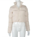 Durable Faux PU Leather Bubble Puffer Winter Warm Jacket Women Coats Long Sleeve Outerwear Zipper Casual Slim jacket Stevvex
