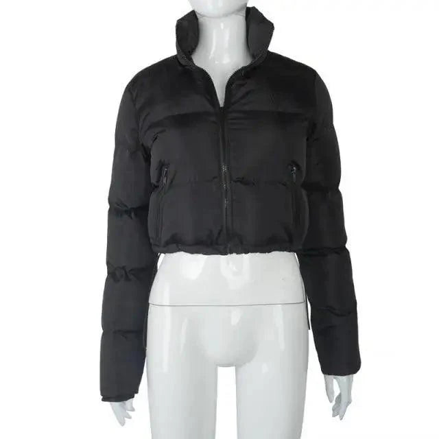 Durable Faux PU Leather Bubble Puffer Winter Warm Jacket Women Coats Long Sleeve Outerwear Zipper Casual Slim jacket Stevvex
