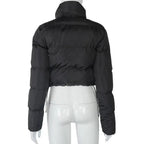 Durable Faux PU Leather Bubble Puffer Winter Warm Jacket Women Coats Long Sleeve Outerwear Zipper Casual Slim jacket Stevvex