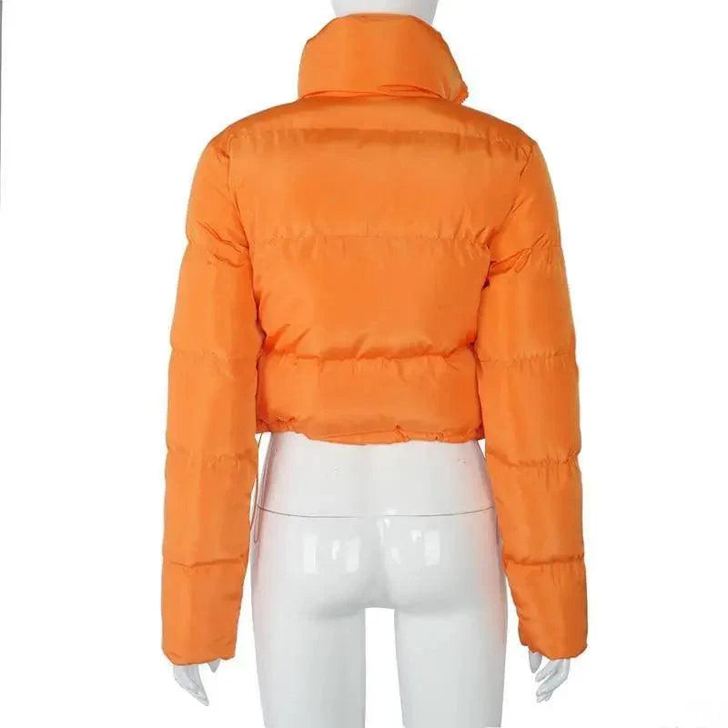 Durable Faux PU Leather Bubble Puffer Winter Warm Jacket Women Coats Long Sleeve Outerwear Zipper Casual Slim jacket Stevvex