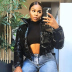 Durable Faux PU Leather Bubble Puffer Winter Warm Jacket Women Coats Long Sleeve Outerwear Zipper Casual Slim jacket Stevvex