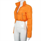Durable Faux PU Leather Bubble Puffer Winter Warm Jacket Women Coats Long Sleeve Outerwear Zipper Casual Slim jacket Stevvex