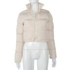 Durable Faux PU Leather Bubble Puffer Winter Warm Jacket Women Coats Long Sleeve Outerwear Zipper Casual Slim jacket Stevvex