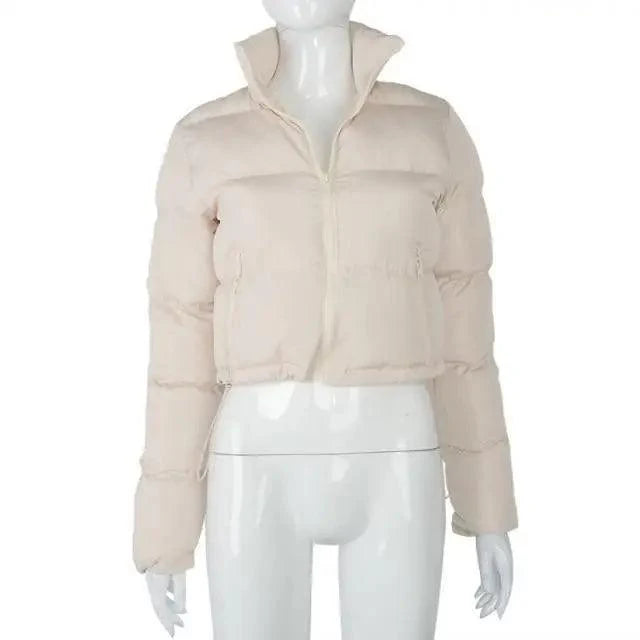 Durable Faux PU Leather Bubble Puffer Winter Warm Jacket Women Coats Long Sleeve Outerwear Zipper Casual Slim jacket Stevvex
