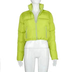 Durable Faux PU Leather Bubble Puffer Winter Warm Jacket Women Coats Long Sleeve Outerwear Zipper Casual Slim jacket Stevvex