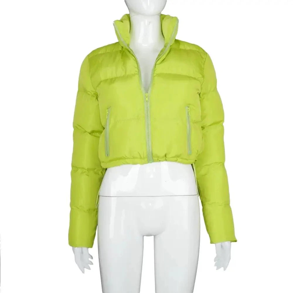 Durable Faux PU Leather Bubble Puffer Winter Warm Jacket Women Coats Long Sleeve Outerwear Zipper Casual Slim jacket Stevvex